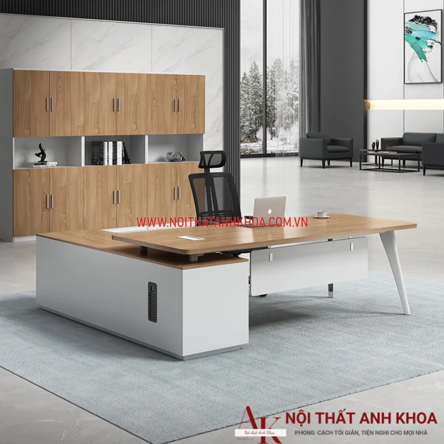 Bàn Giám Đốc Chữ L Gỗ Công Nghiệp Phối Màu Đẹp Giá Tốt
