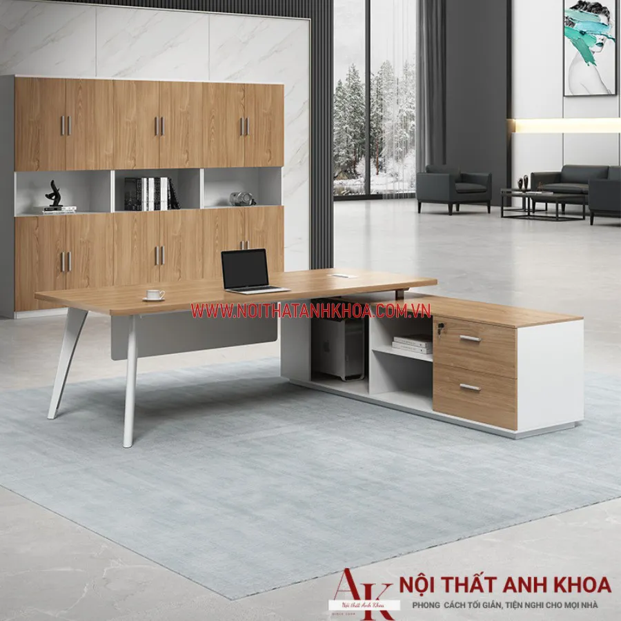 Bàn Giám Đốc Chữ L Gỗ Công Nghiệp Phối Màu Đẹp Giá Tốt