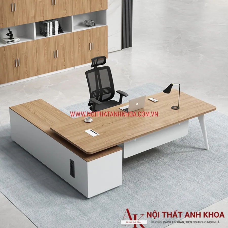 Bàn Giám Đốc Chữ L Gỗ Công Nghiệp Phối Màu Đẹp Giá Tốt