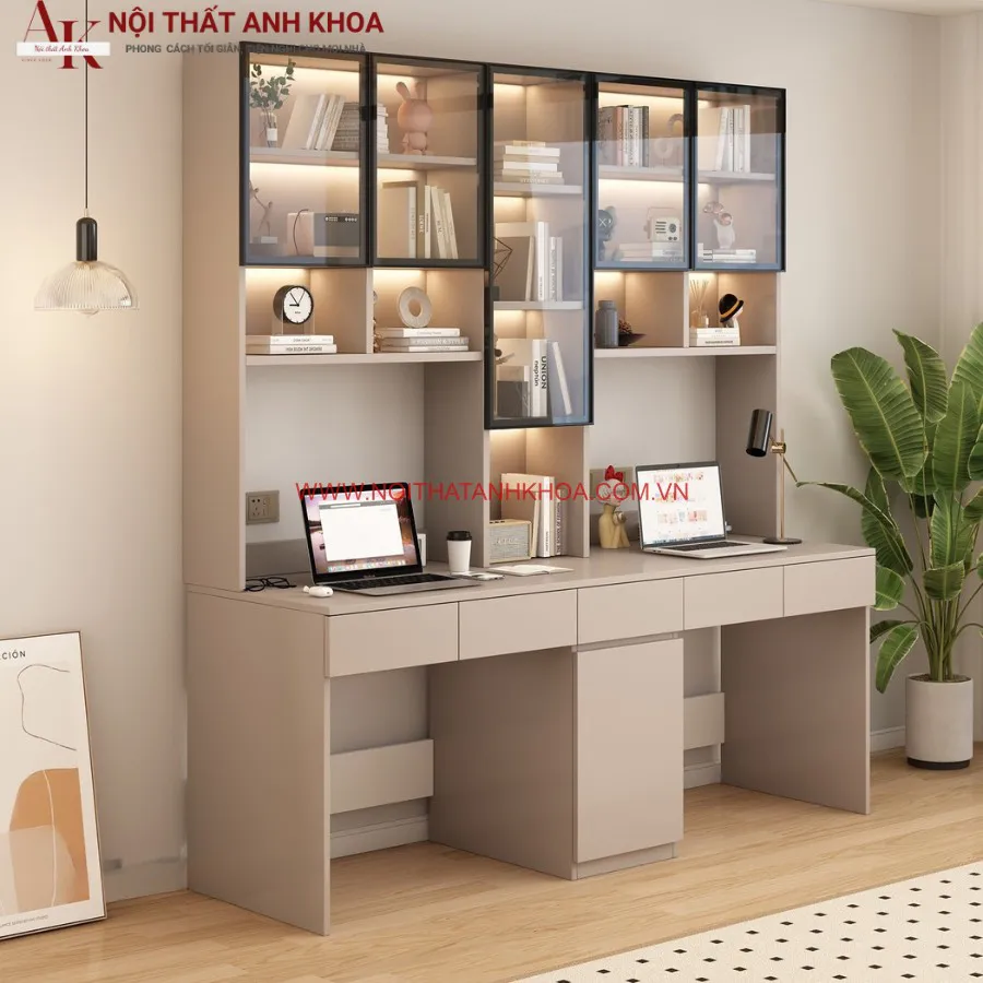 Bàn Học 2 Bé Gỗ Công Nghiệp Hiện Đại