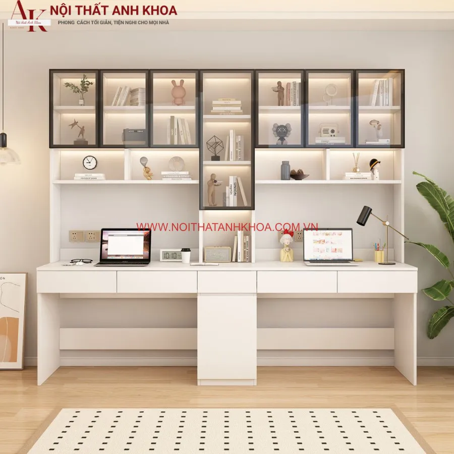 Bàn Học 2 Bé Gỗ Công Nghiệp Hiện Đại