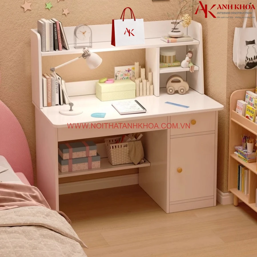 Bàn Học Có Kệ Cho Bé Gỗ Công Nghiệp