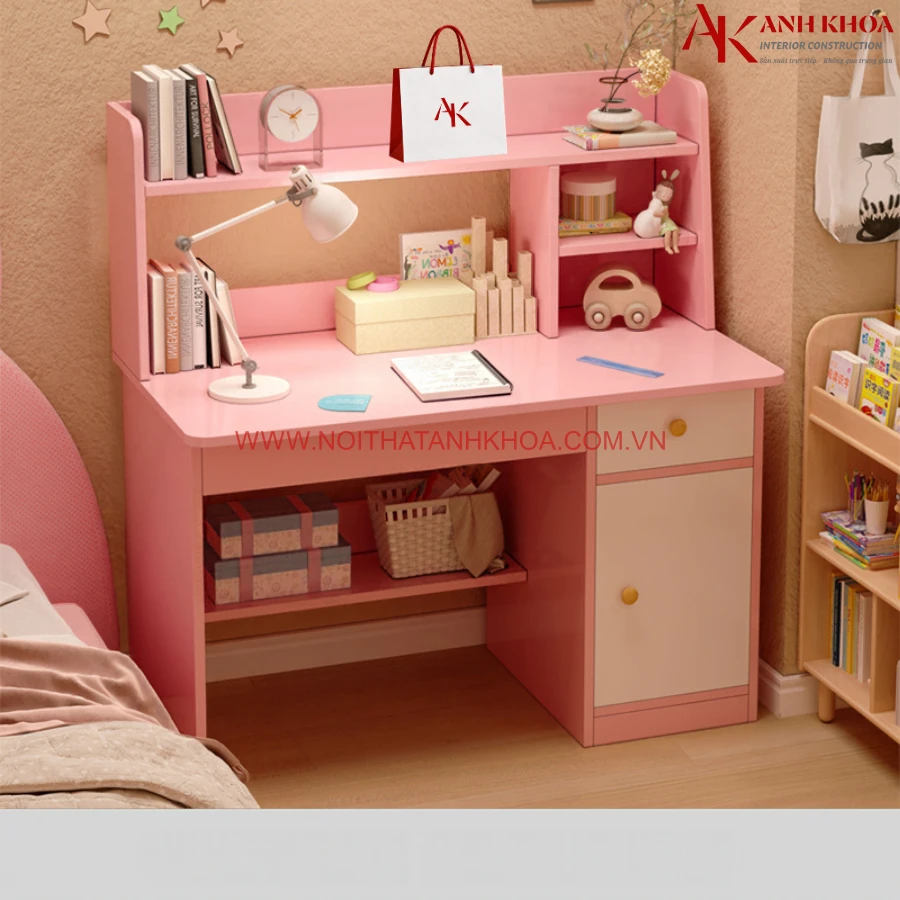 Bàn Học Có Kệ Cho Bé Gỗ Công Nghiệp