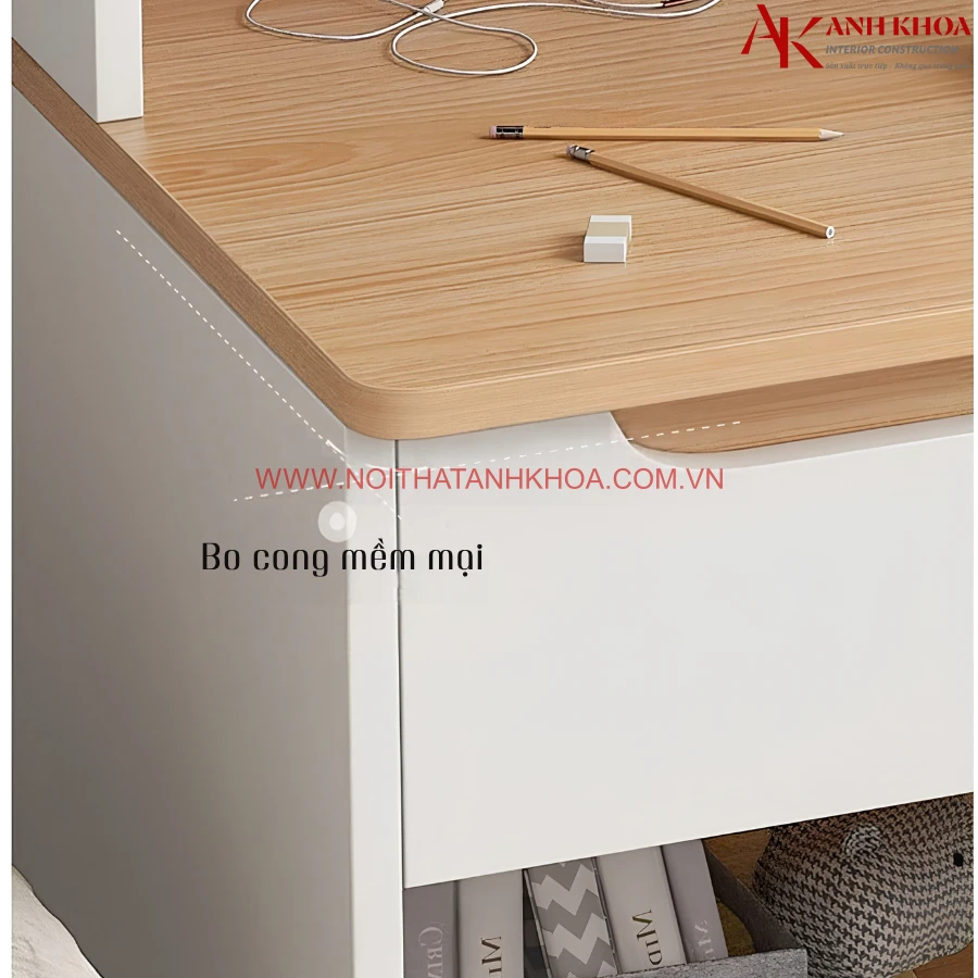 Bàn Học Đơn Giản Gỗ MDF Có Giá Sách