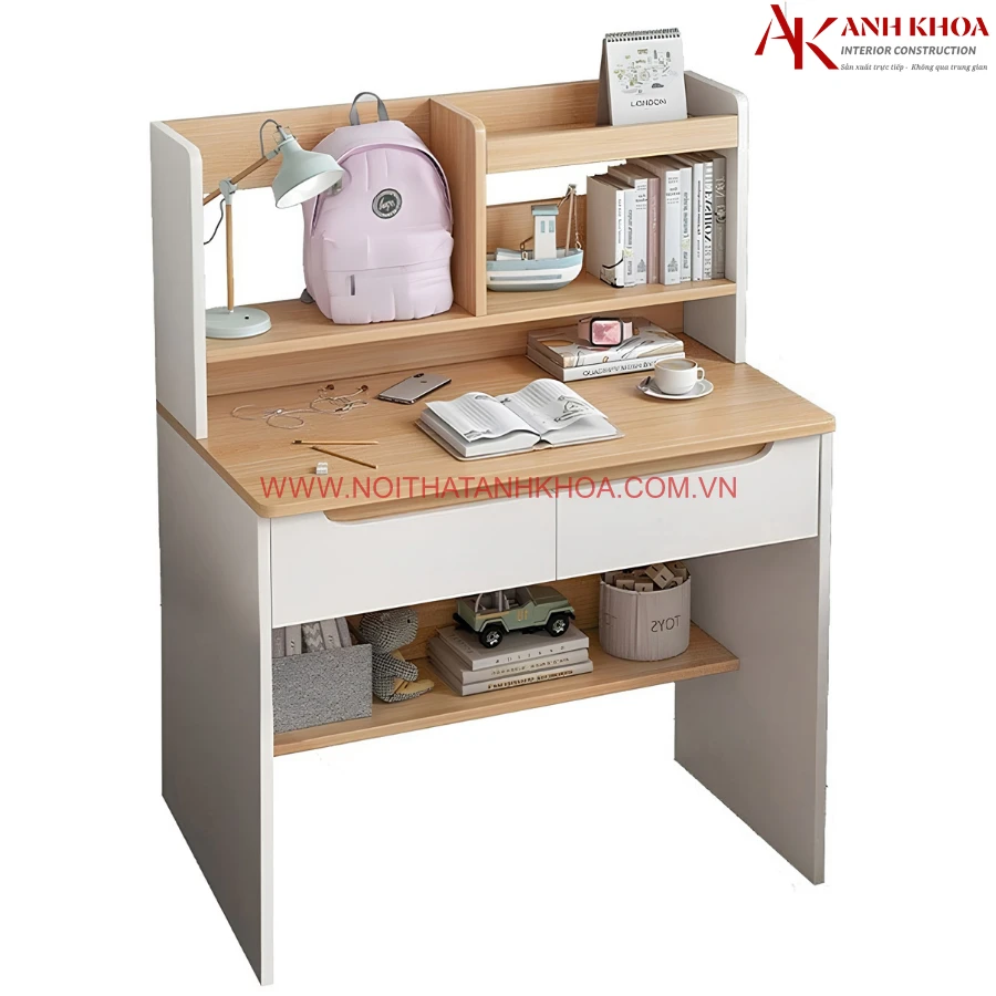 Bàn Học Đơn Giản Gỗ MDF Có Giá Sách