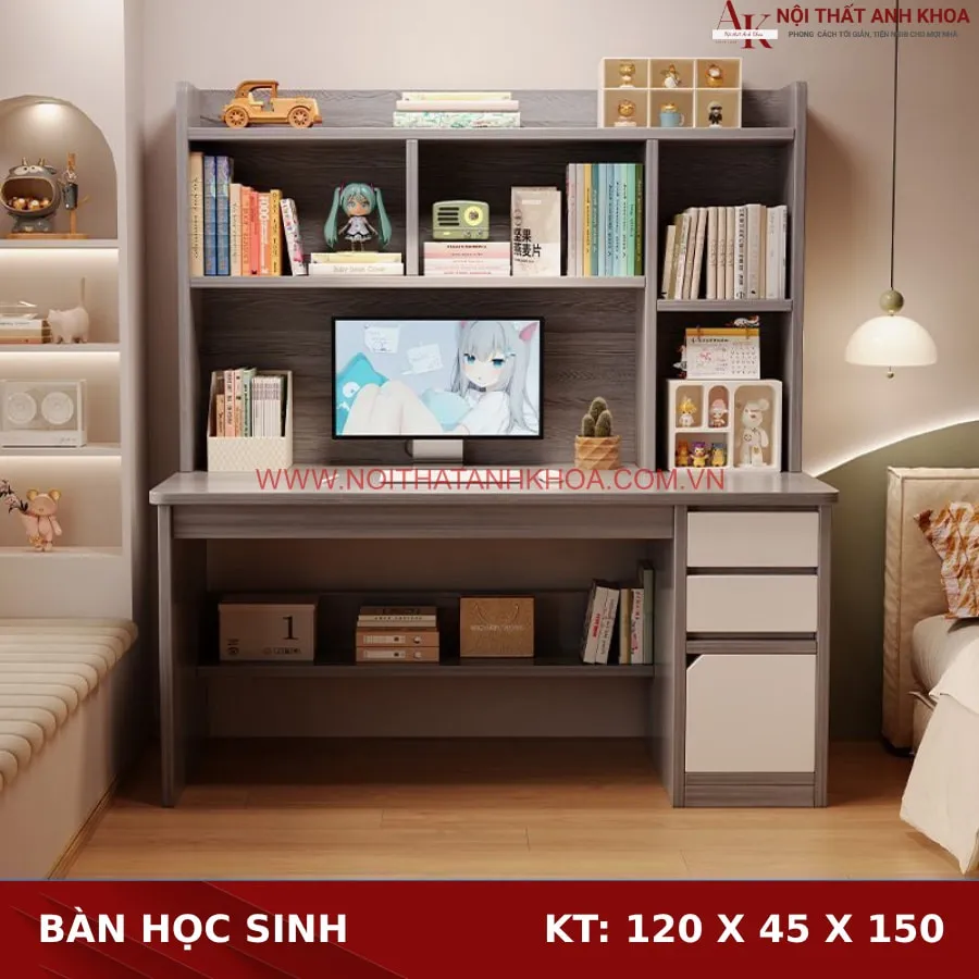 Bàn Học Gỗ Công Nghiệp Hiện Đại