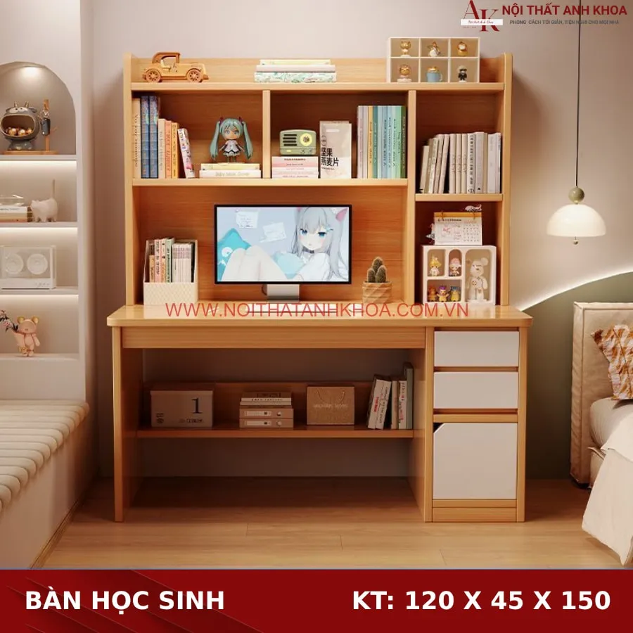 Bàn Học Gỗ Công Nghiệp Hiện Đại