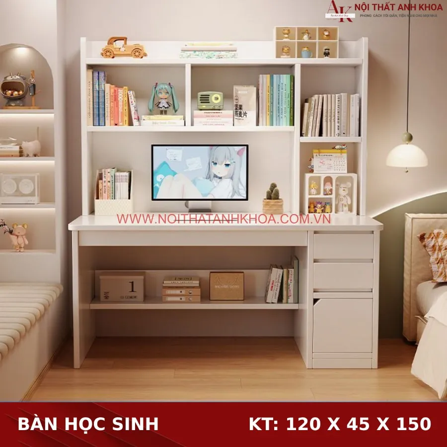 Bàn Học Gỗ Công Nghiệp Hiện Đại