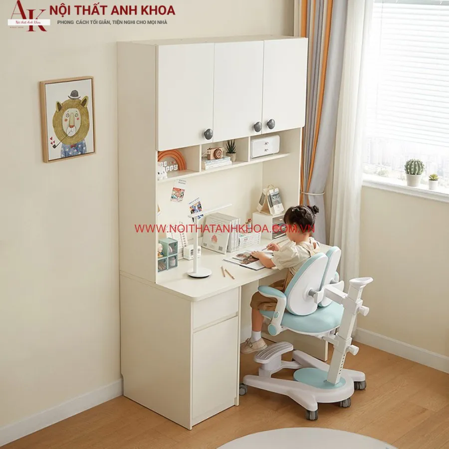 Bàn Học Sinh Cấp 1 Gỗ Công Nghiệp Màu Trắng