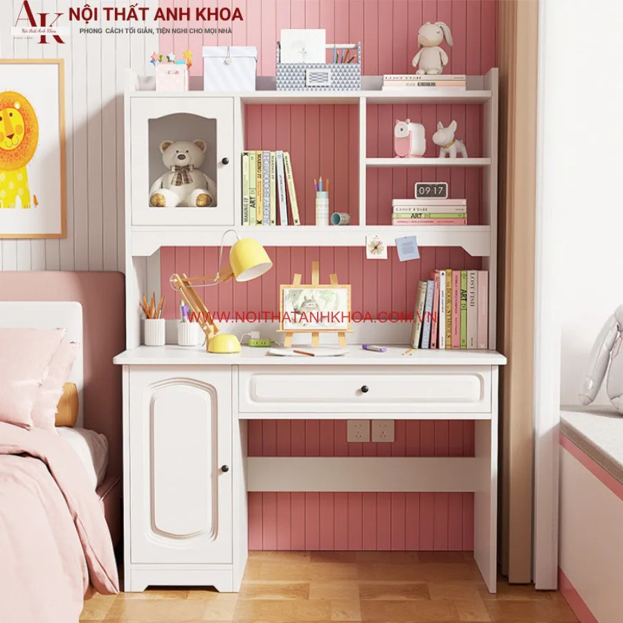 Bàn Học Sinh Có Giá Sách Gỗ Công Nghiệp Phối Màu Đẹp