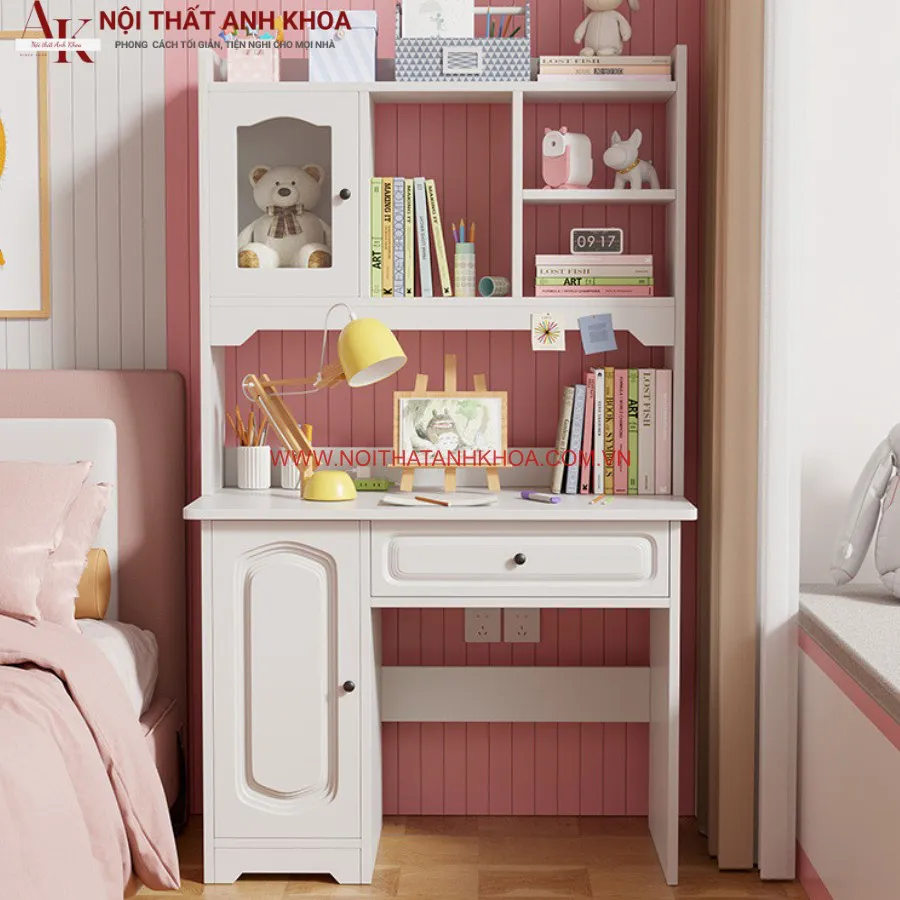 Bàn Học Sinh Có Giá Sách Gỗ Công Nghiệp Phối Màu Đẹp