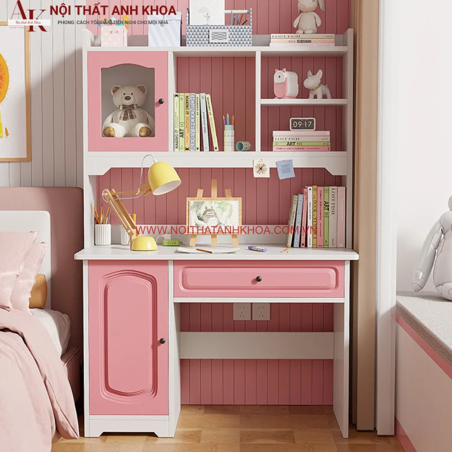 Bàn Học Sinh Có Giá Sách Gỗ Công Nghiệp Phối Màu Đẹp