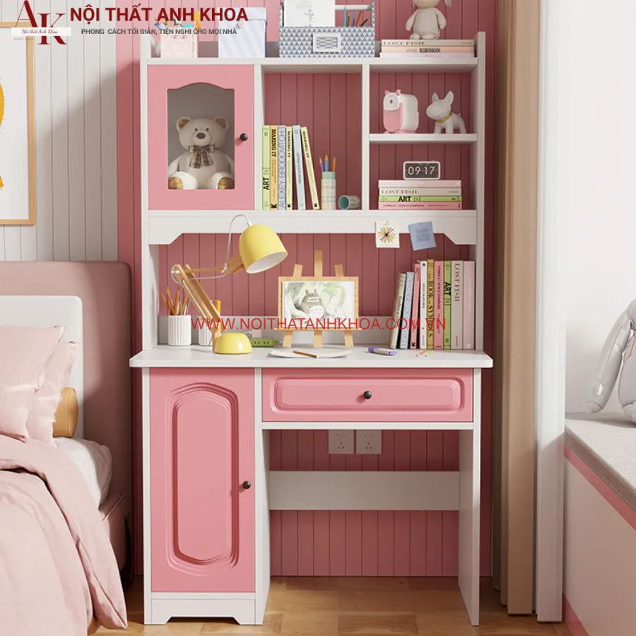 Bàn Học Sinh Có Giá Sách Gỗ Công Nghiệp Phối Màu Đẹp
