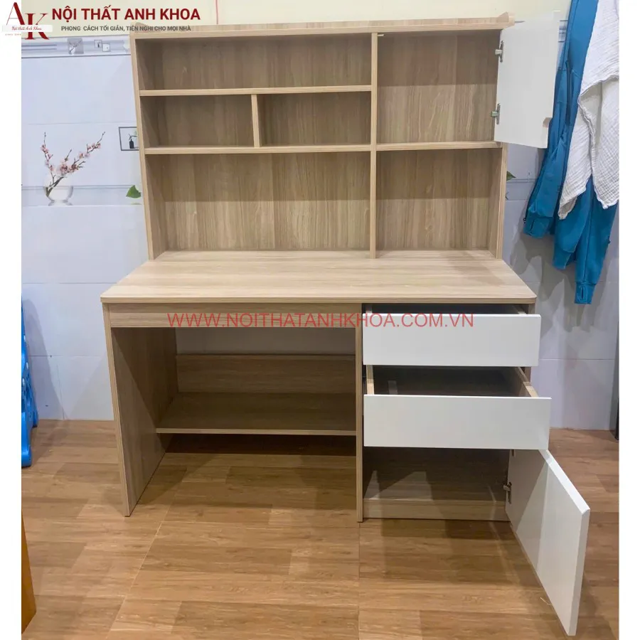 Bàn Học Sinh Gỗ Công Nghiệp Kết Hợp Kệ Sách Giá Rẻ