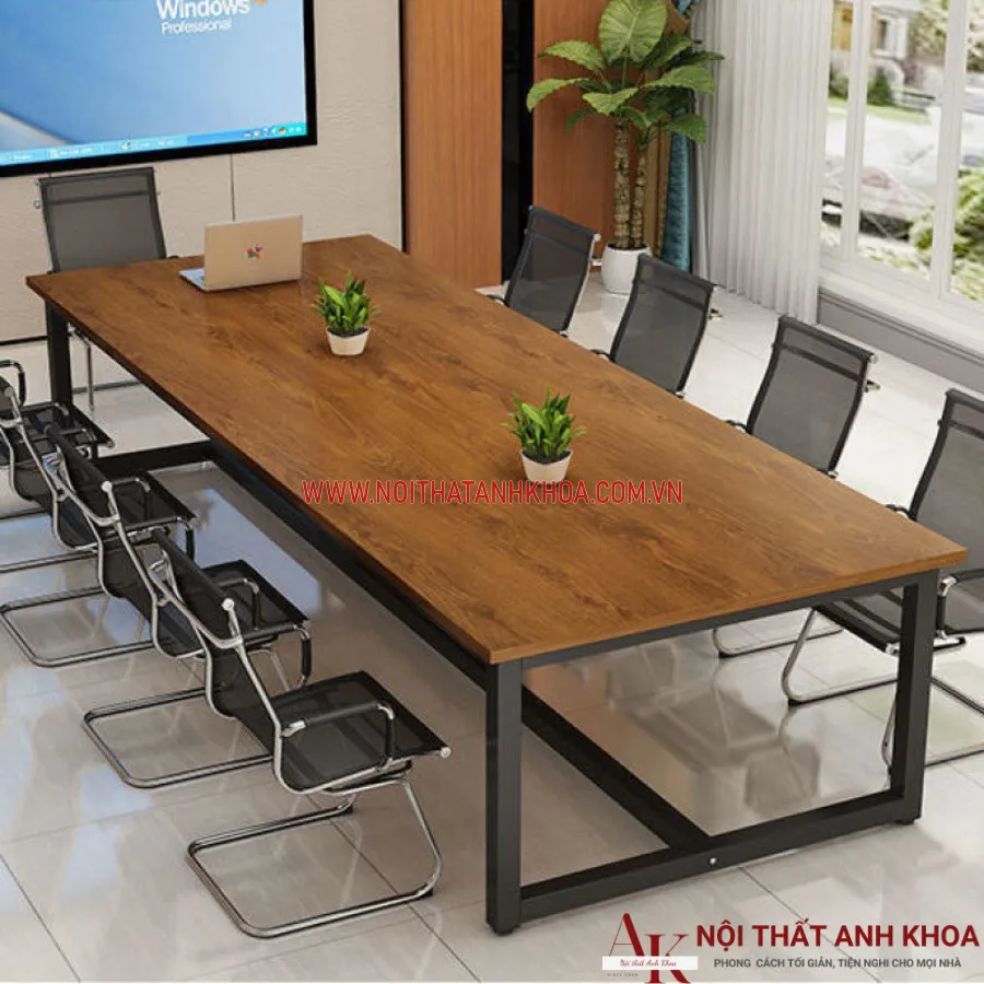 Bàn Họp Văn Phòng Gỗ Công Nghiệp Chân Sắt Hiện Đại Giá Rẻ