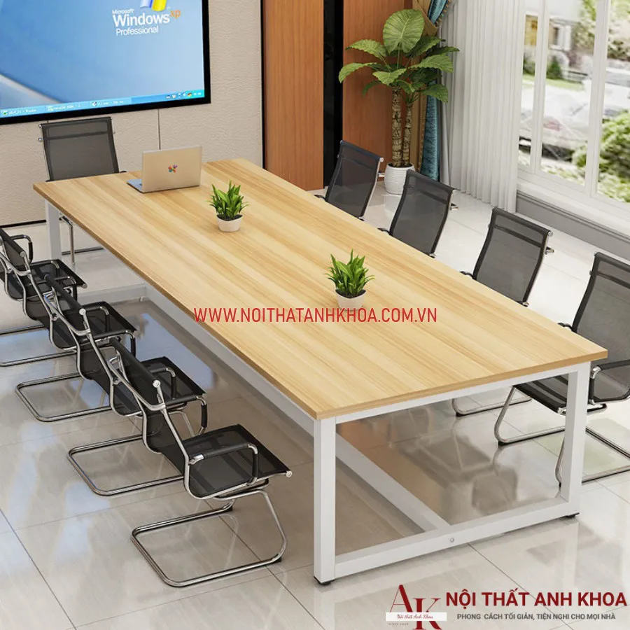 Bàn Họp Văn Phòng Gỗ Công Nghiệp Chân Sắt Hiện Đại Giá Rẻ