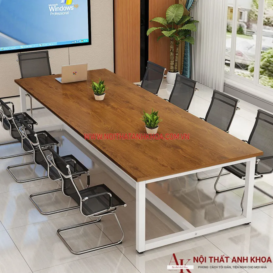 Bàn Họp Văn Phòng Gỗ Công Nghiệp Chân Sắt Hiện Đại Giá Rẻ