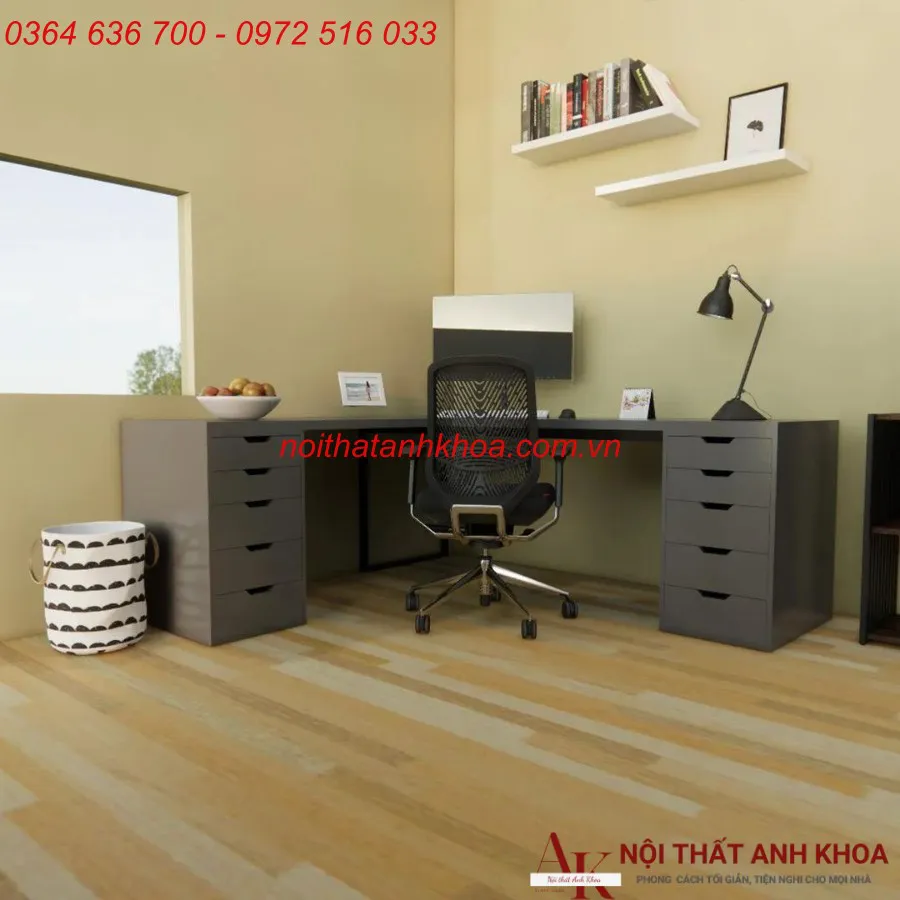 Bàn IKEA Gỗ Công Nghiệp Màu Xám Thông Minh Giá Rẻ