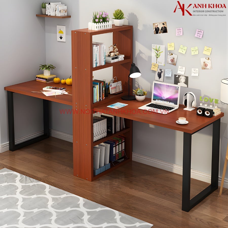 Bàn Làm Việc 2 Người Kết Hợp Kệ Sách