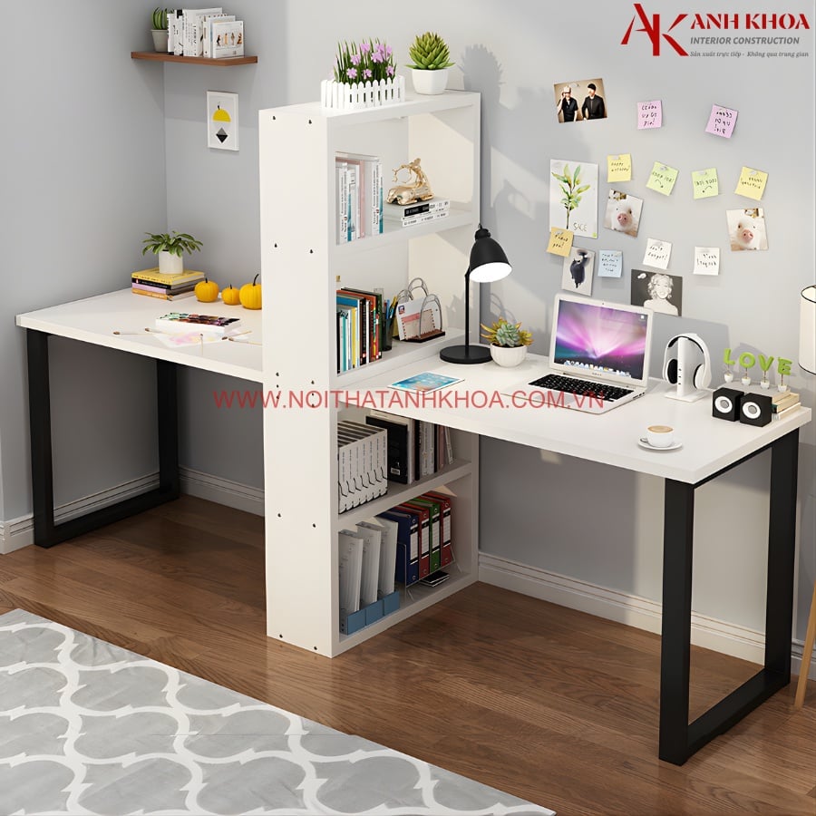 Bàn Làm Việc 2 Người Kết Hợp Kệ Sách
