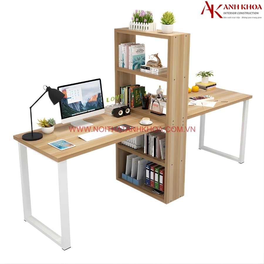 Bàn Làm Việc 2 Người Kết Hợp Kệ Sách