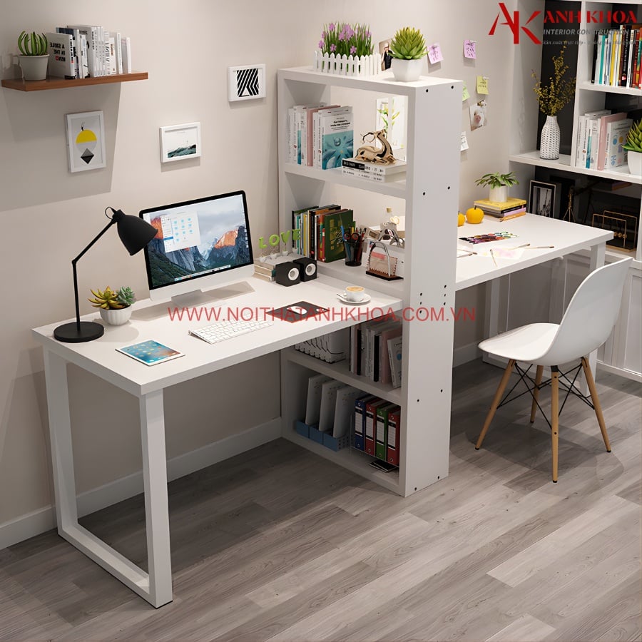 Bàn Làm Việc 2 Người Kết Hợp Kệ Sách
