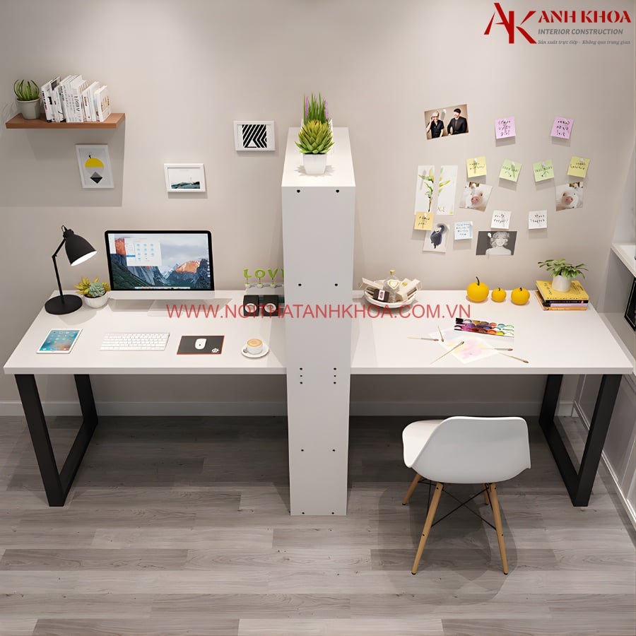Bàn Làm Việc 2 Người Kết Hợp Kệ Sách
