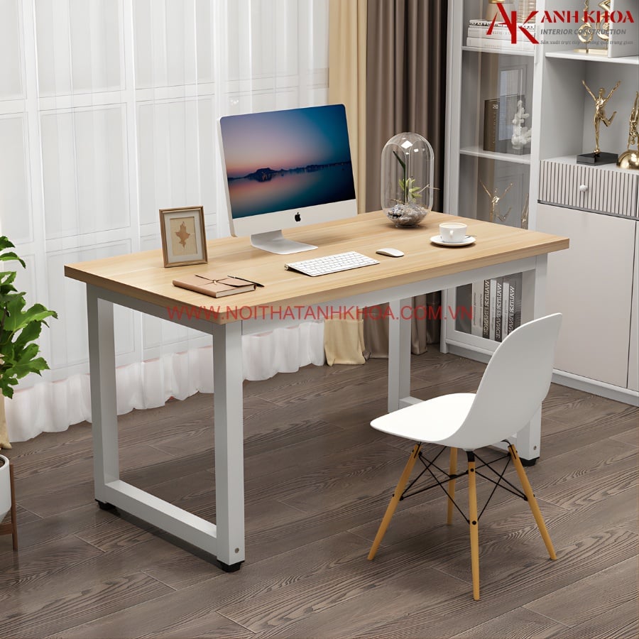 Bàn Làm Việc Chân Sắt Mặt Gỗ Công Nghiệp Giá Rẻ
