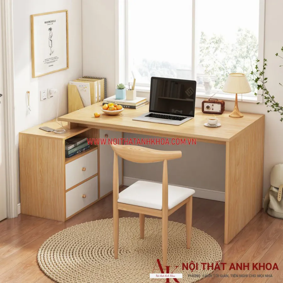 Bàn Làm Việc Có Hộc Tủ Gỗ Công Nghiệp Đẹp Giá Rẻ