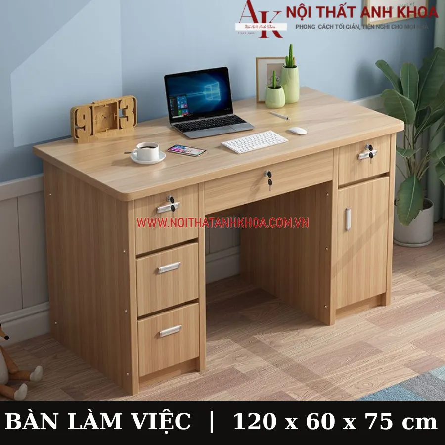 Bàn Làm Việc Có Ngăn Kéo Gỗ Công Nghiệp Giá Rẻ