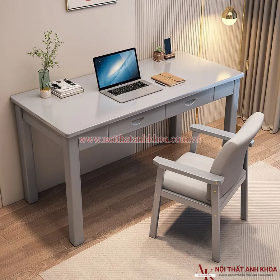 Bàn Làm Việc Gỗ Cao Su Cao Đơn Giản Giá Rẻ