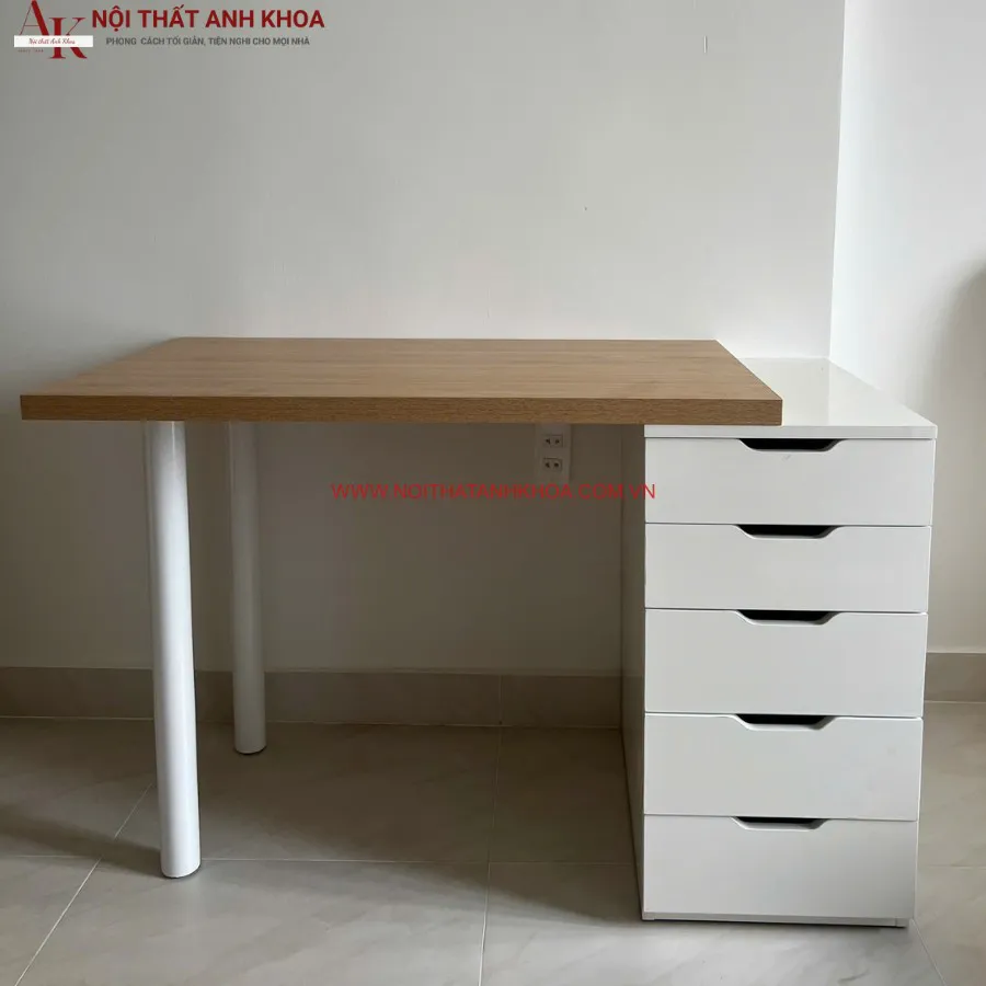 Bàn Làm Việc Gỗ Công Nghiệp Màu Trắng Đẹp Hiện Đại Giá Rẻ
