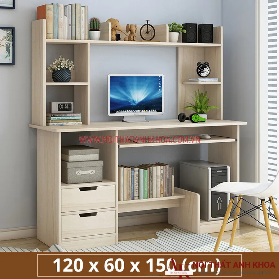 Bàn Làm Việc Gỗ Công Nghiệp Màu Vân Gỗ Giá Rẻ