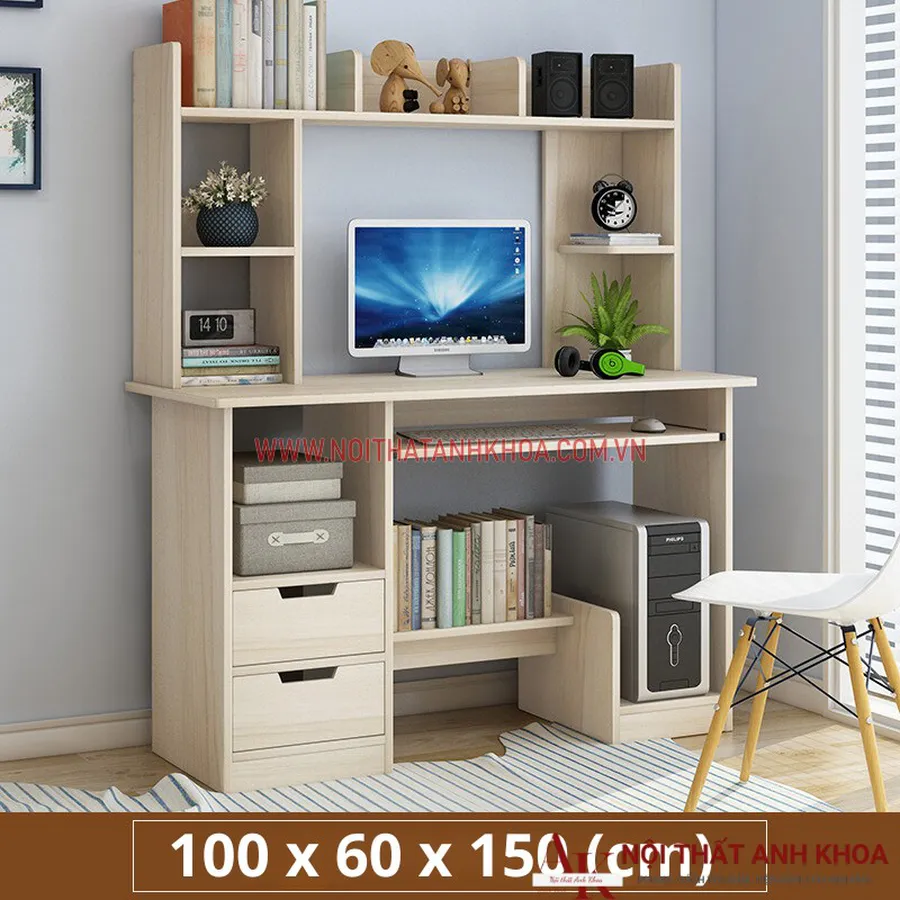 Bàn Làm Việc Gỗ Công Nghiệp Màu Vân Gỗ Giá Rẻ