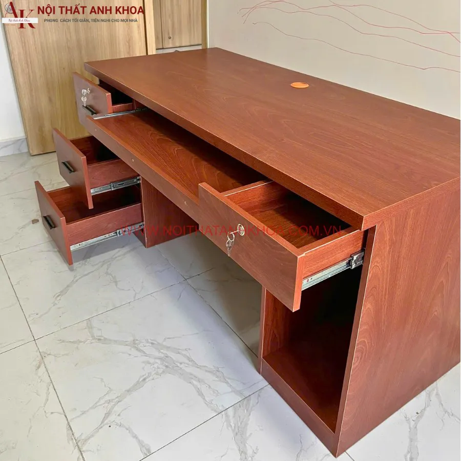 Bàn Làm Việc Gỗ Ván Ép Màu Xám Chì Phối Trắng Đẹp Sang Trọng