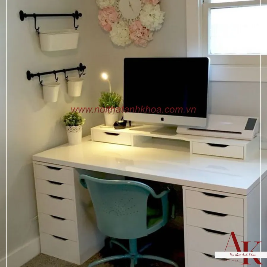 Bàn Làm Việc Ikea Gỗ Công Nghiệp Ngăn Kéo Tiện Ích