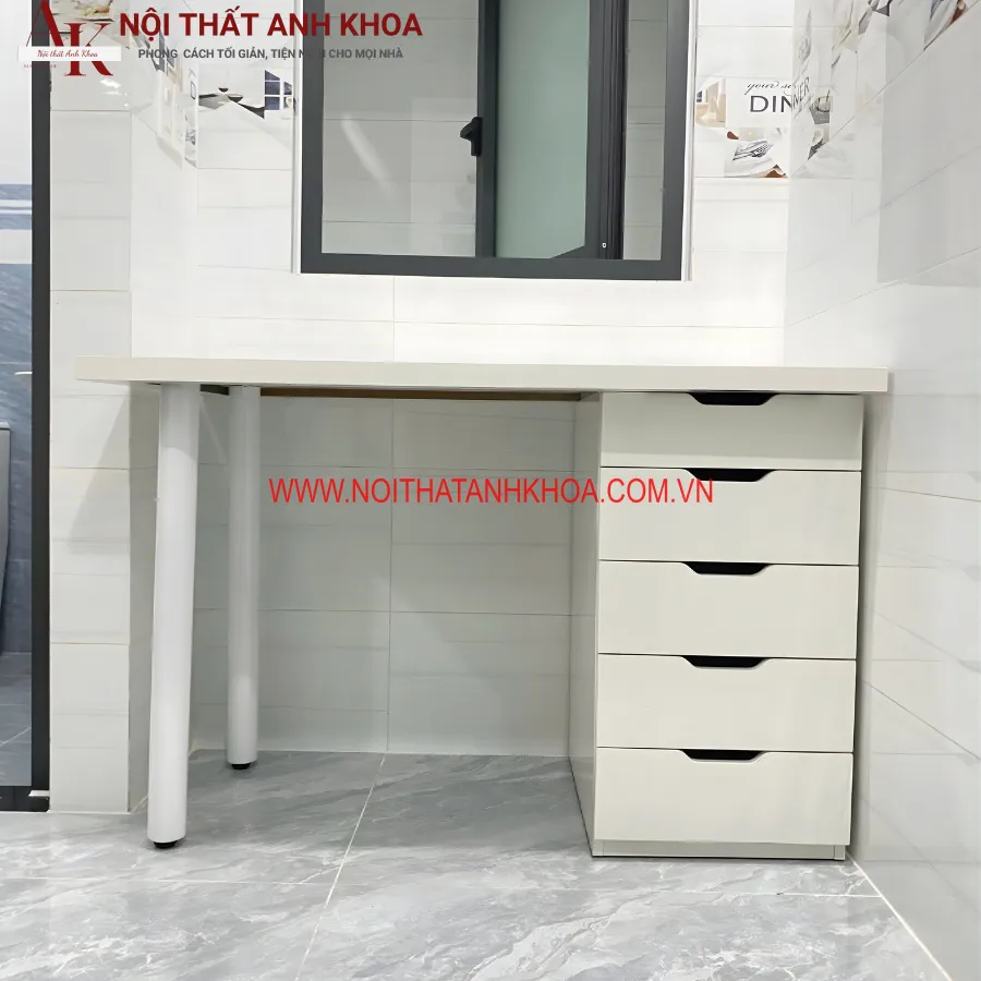 Bàn Làm Việc Ikea Gỗ Công Nghiệp Màu Trắng Sang Trọng Hiện Đại
