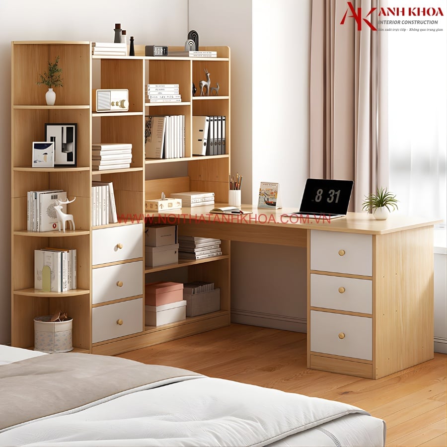 Bàn Làm Việc Kết Hợp Kệ Giá Tiện Lợi