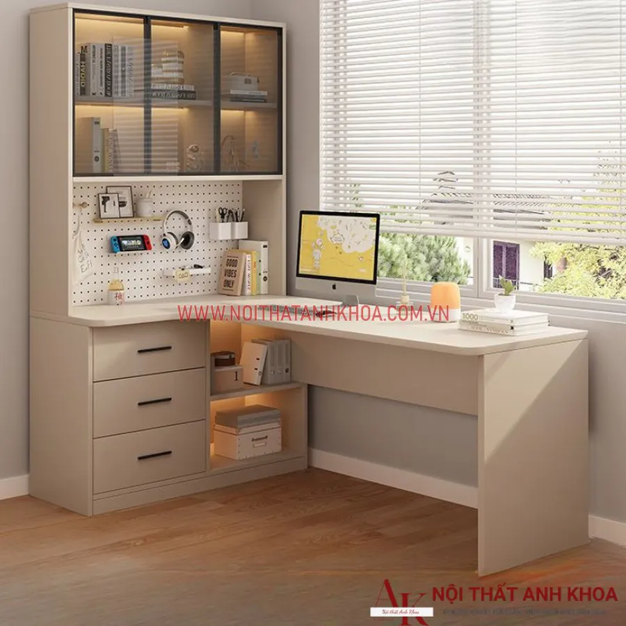 Bàn Làm Việc Kết Hợp Kệ Sách Đẹp Tiện Lợi