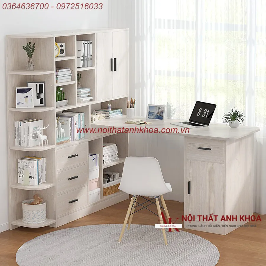Bàn Làm Việc Kết Hợp Kệ Sách Gỗ MDF Giá Rẻ Đa Dạng Mẫu Mã