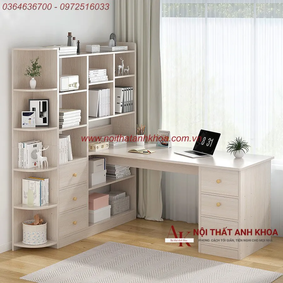 Bàn Làm Việc Kết Hợp Kệ Sách Gỗ MDF Giá Rẻ Đa Dạng Mẫu Mã