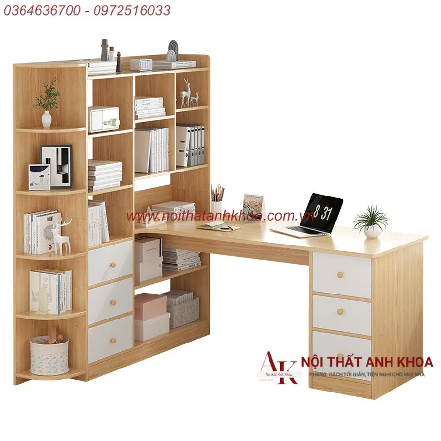 Bàn Làm Việc Kết Hợp Kệ Sách Gỗ MDF Giá Rẻ Đa Dạng Mẫu Mã