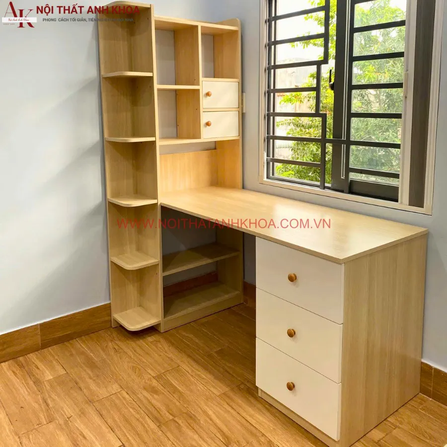 Bàn Làm Việc Kết Hợp Kệ Sách Gỗ MDF Giá Rẻ Đa Dạng Mẫu Mã