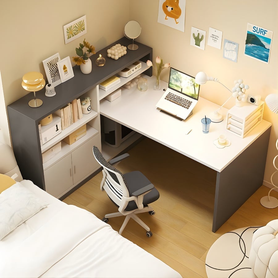 Bàn Làm Việc Kết Hợp Tủ Sách Thiết Kế Hiện Đại