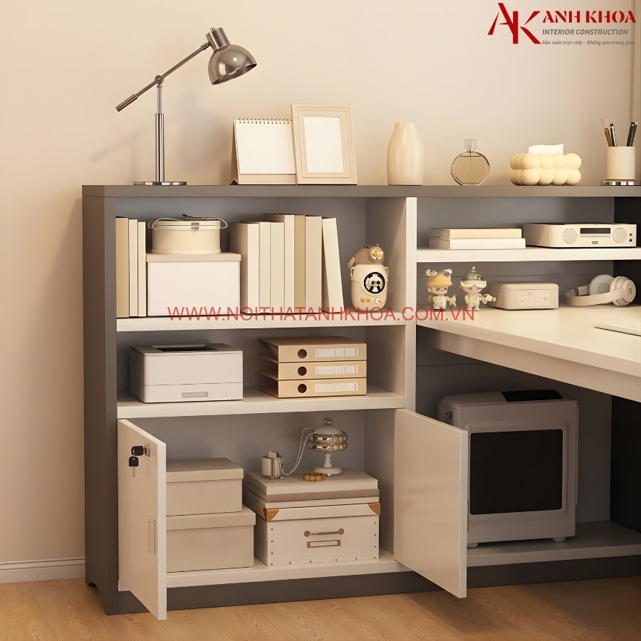 Bàn Làm Việc Kết Hợp Tủ Sách Thiết Kế Hiện Đại