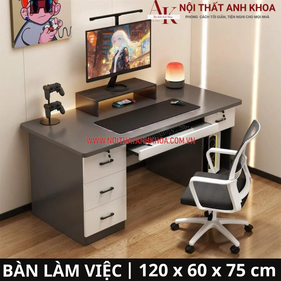 Bàn Làm Việc Phòng Ngủ Để Máy Vi Tính Gỗ Công Nghiệp
