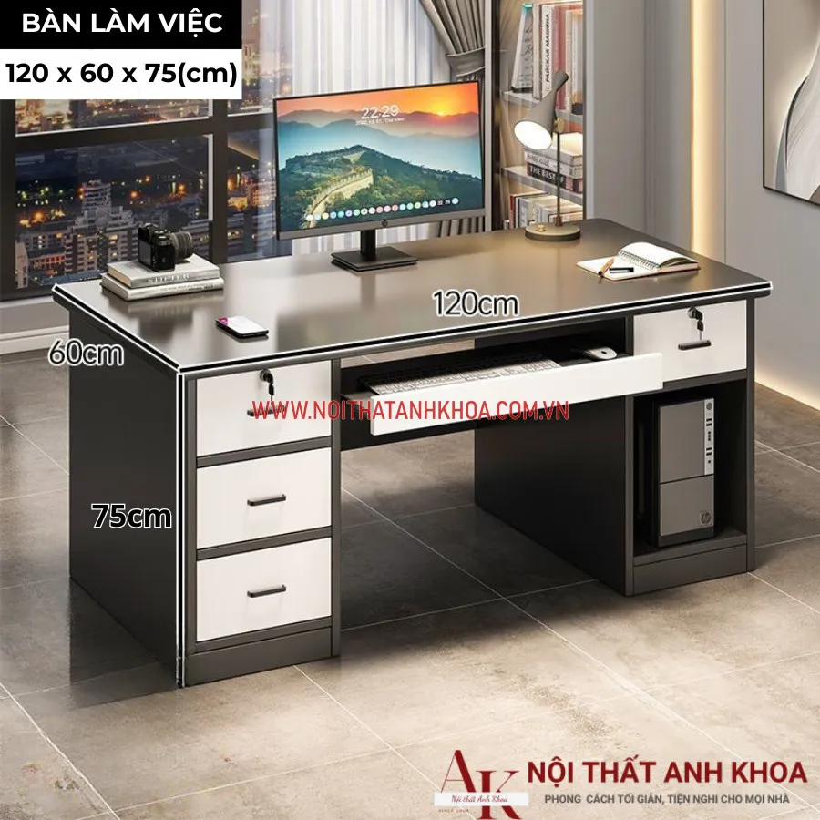 Bàn Máy Vi Tính Có Ngăn Để Bàn Phím Gỗ Công Nghiệp