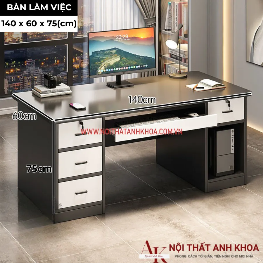 Bàn Máy Vi Tính Có Ngăn Để Bàn Phím Gỗ Công Nghiệp
