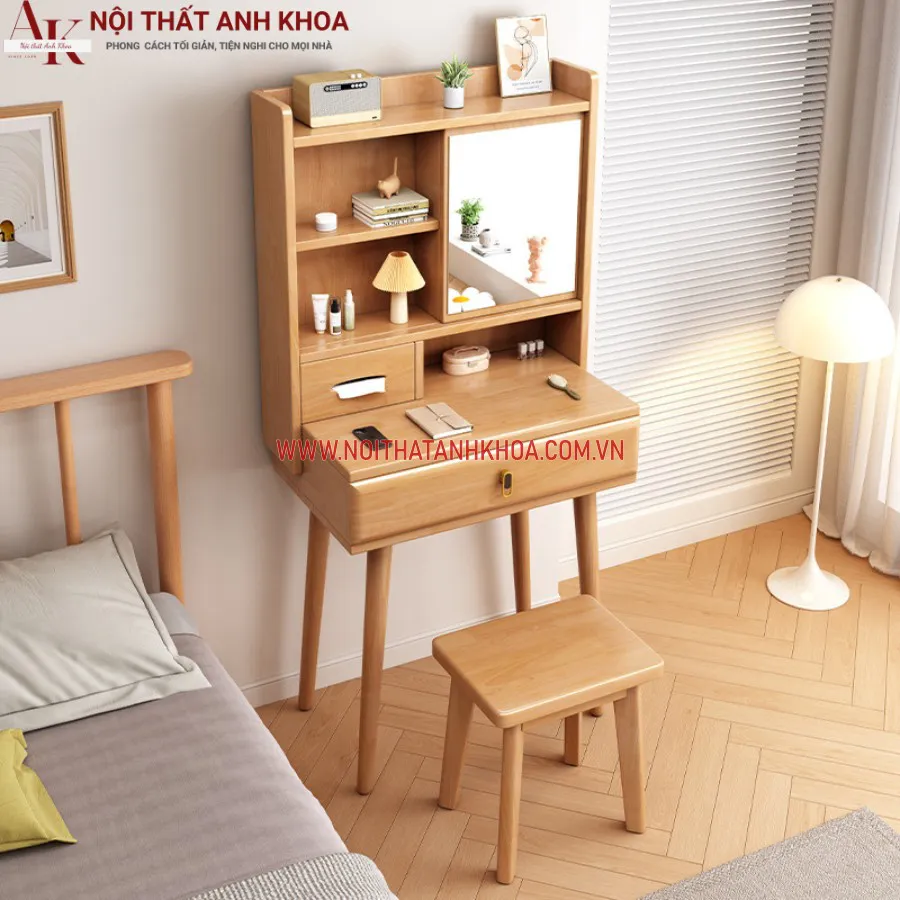 Bàn Phấn Gỗ Cao Su Ghép Giá Rẻ Hiện Đại