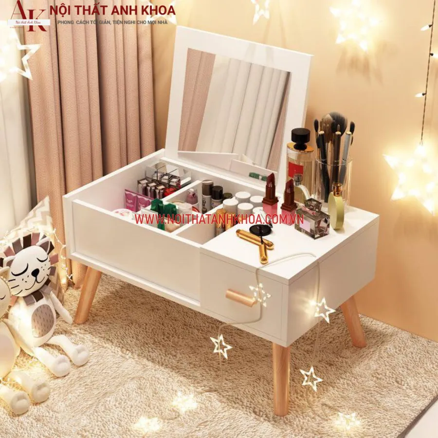 Bàn Phấn Mini Ngồi Bệt Nhỏ Xinh Làm Bằng Gỗ Công Nghiệp